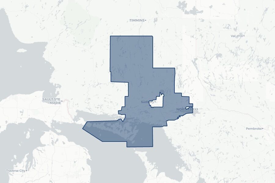 Sudbury East—Manitoulin—Nickel Belt 2025 federal election riding boundaries map